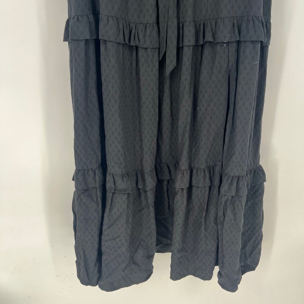 PAIGE Rozlyn Tiered Black Ruffle Midi Dress Women's Size Large - Picture 11 of 13